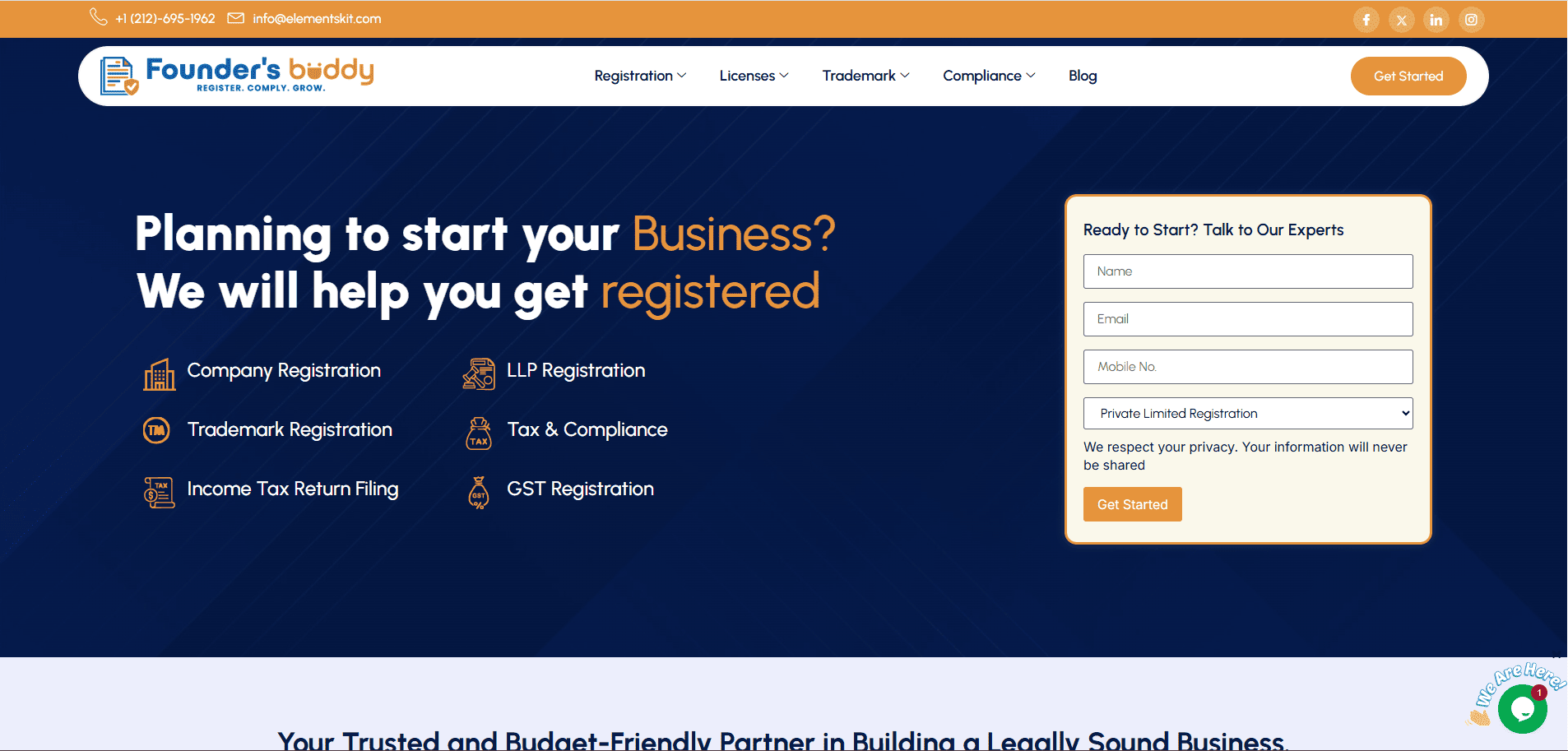 Founder Buddy WordPress Elementor Business Services Website for Entrepreneurs screenshot